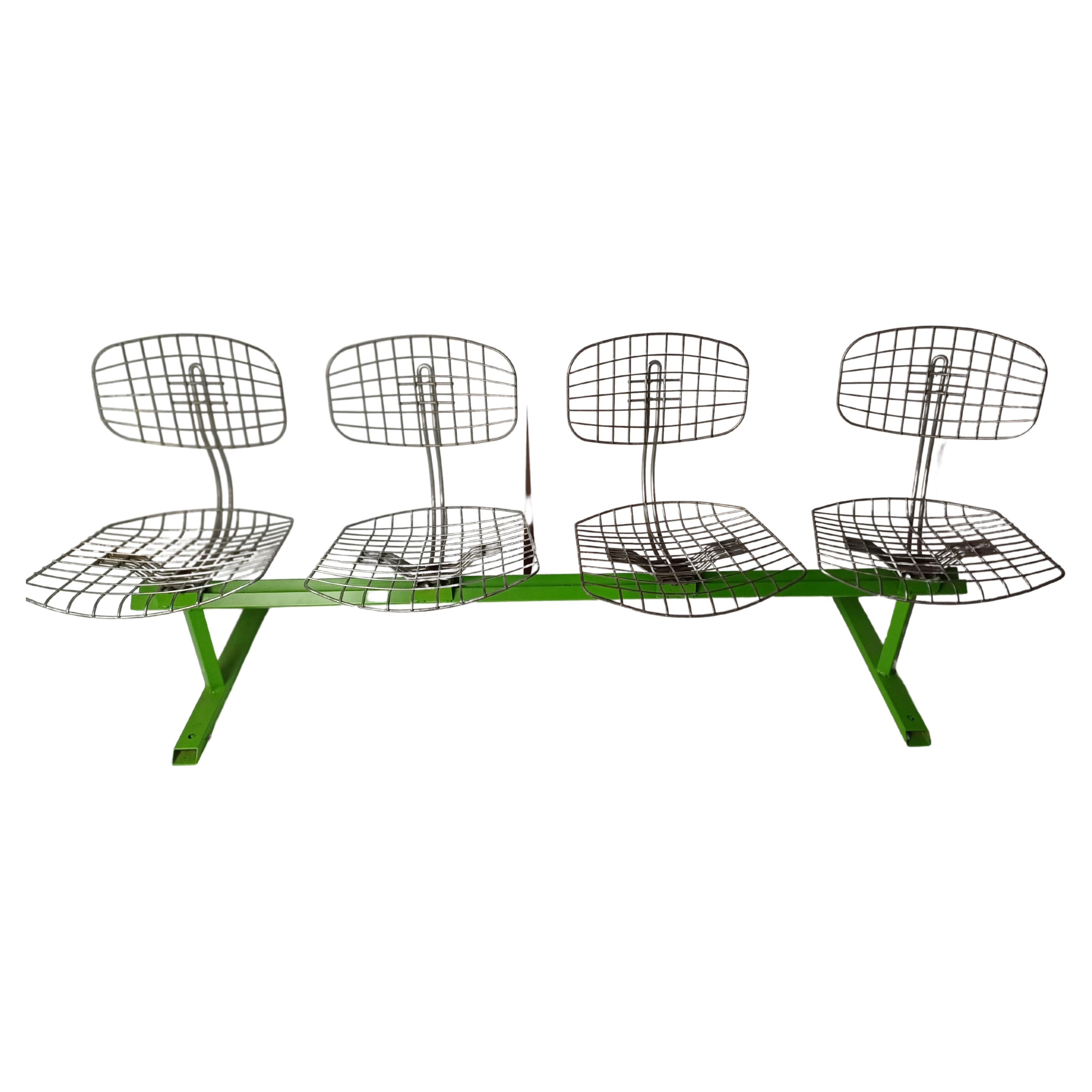 4-seater metal bench designed by Michel Cadestin For Sale