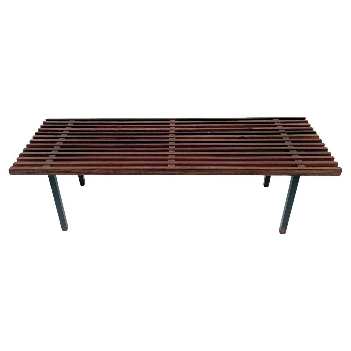 Rosewood and metal bench, Made in Italy, 1970s For Sale