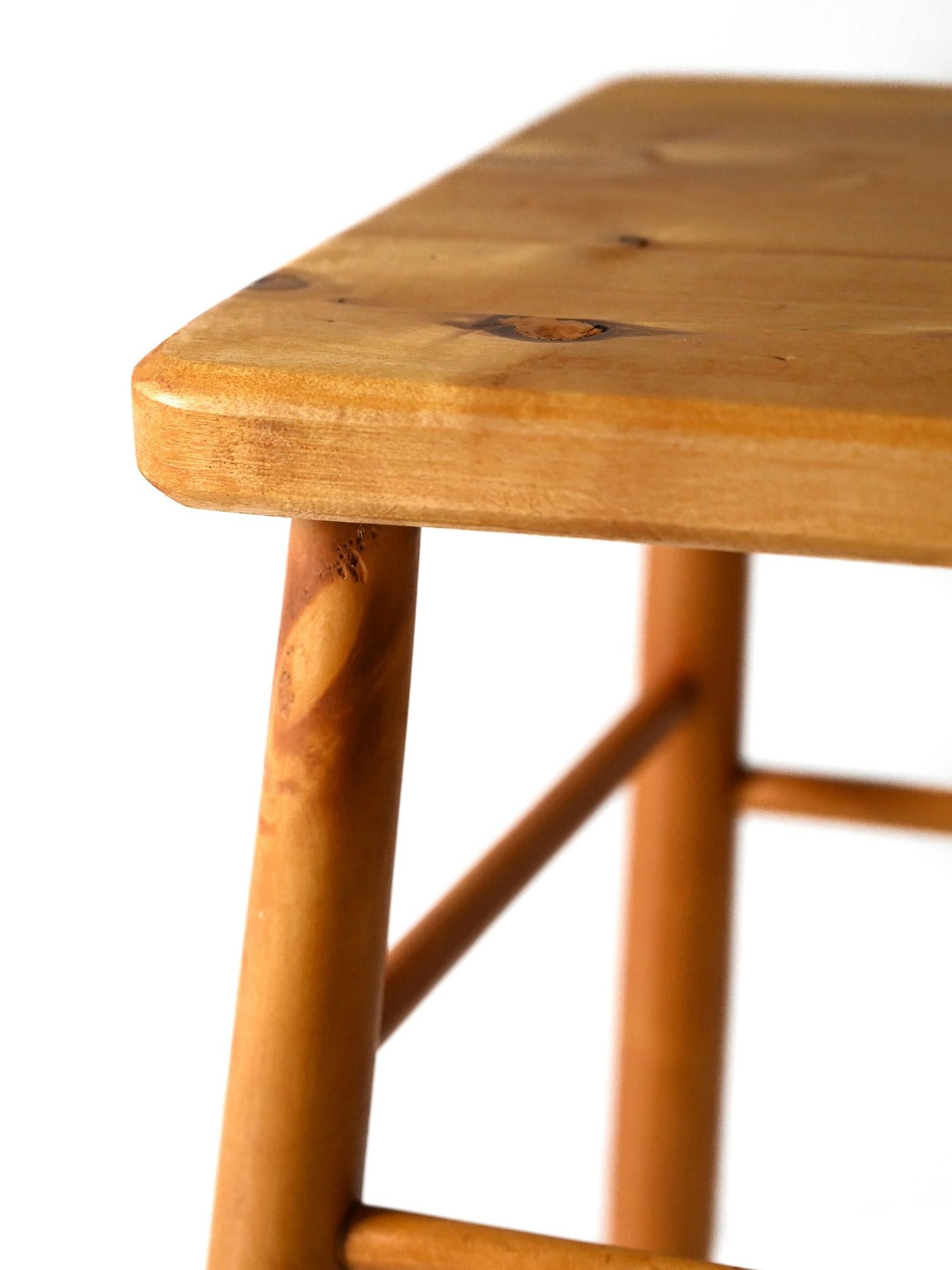 Scandinavian 1960s solid pine bench with linear frame and slatted top. Solid and essential.

Vintage 1960s Scandinavian solid pine bench with square frame and slatted top. The natural grain of the wood is combined with visible haloes from a previous