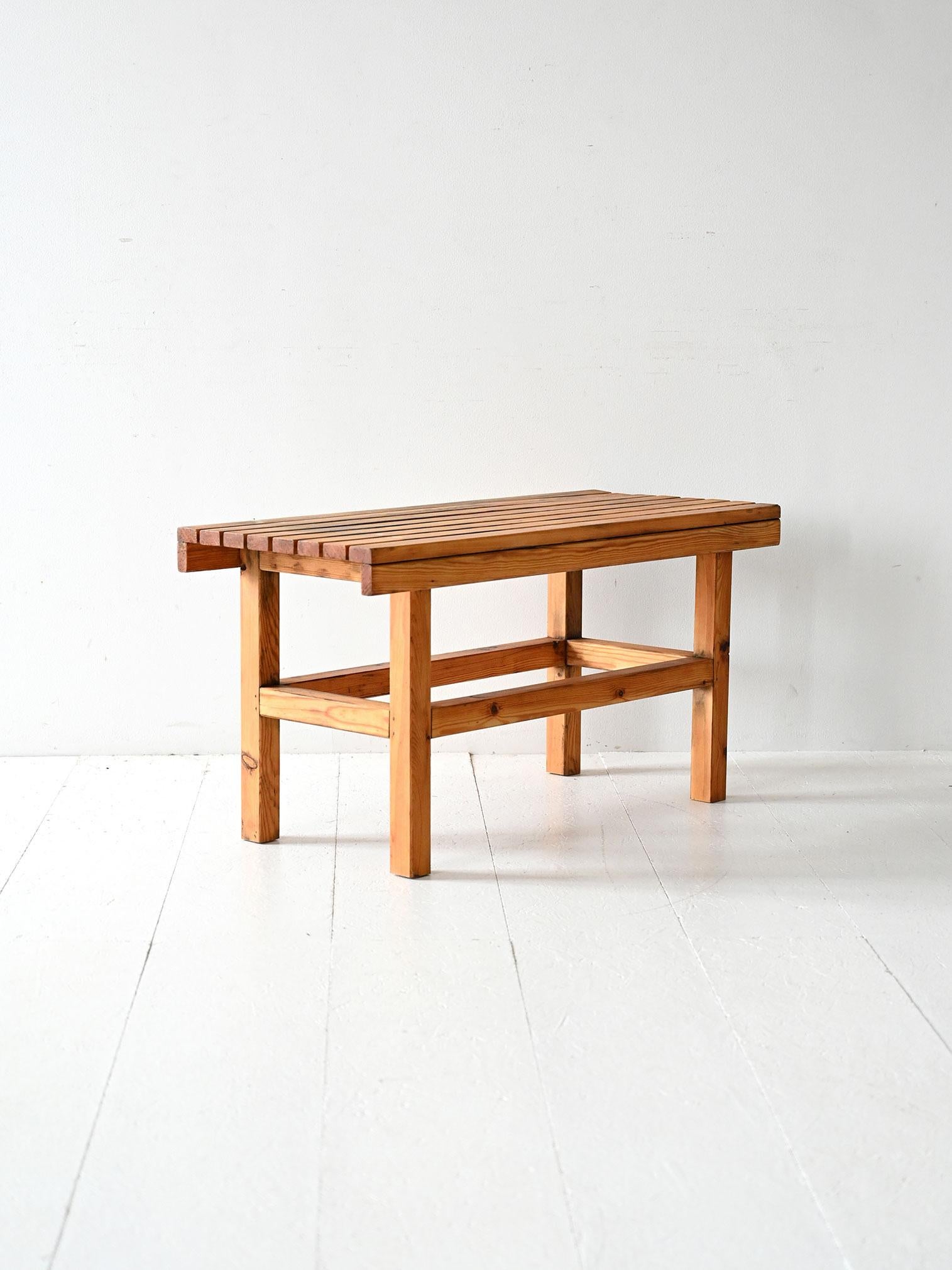 Mid-20th Century Scandinavian vintage solid pine bench For Sale