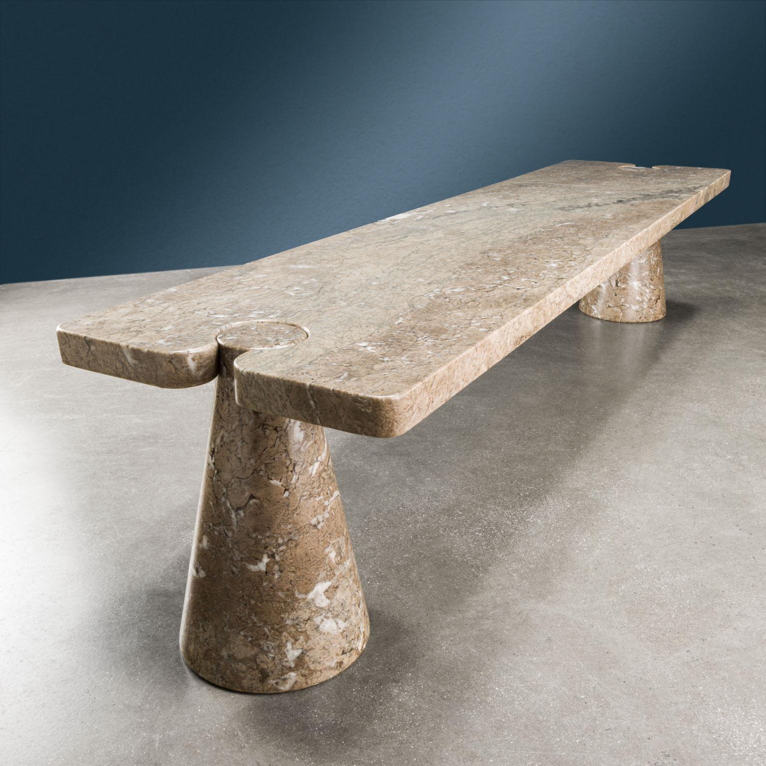 Mid-Century Modern Angelo Mangiarotti 'Eros' series bench for Skipper in gray marble For Sale