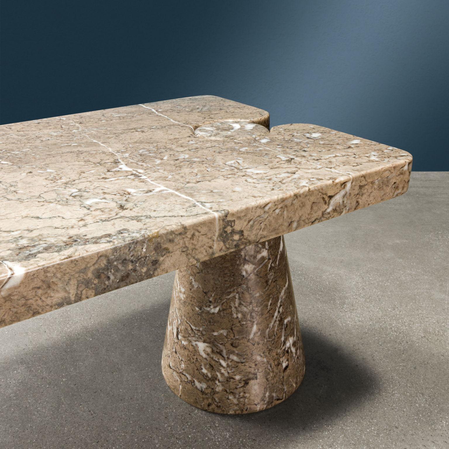 Marble Angelo Mangiarotti 'Eros' series bench for Skipper in gray marble For Sale