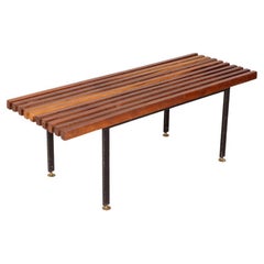 Banc vintage des années 1960 avec lattes en bois de teck design italien