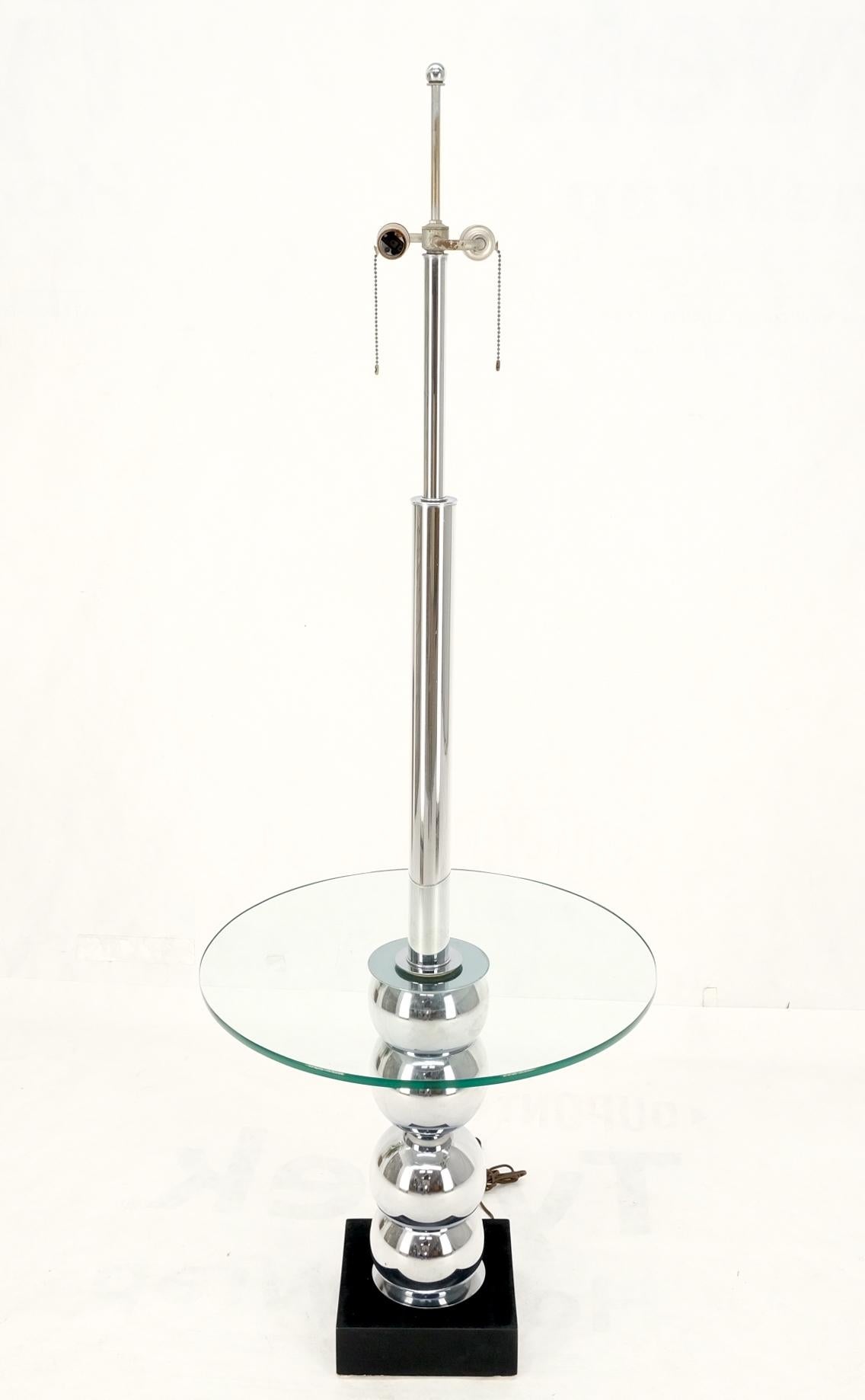 Pancaked Chrome Spheres Base Glass Top End Table Floor Lamp Mid-Century Modern For Sale 7