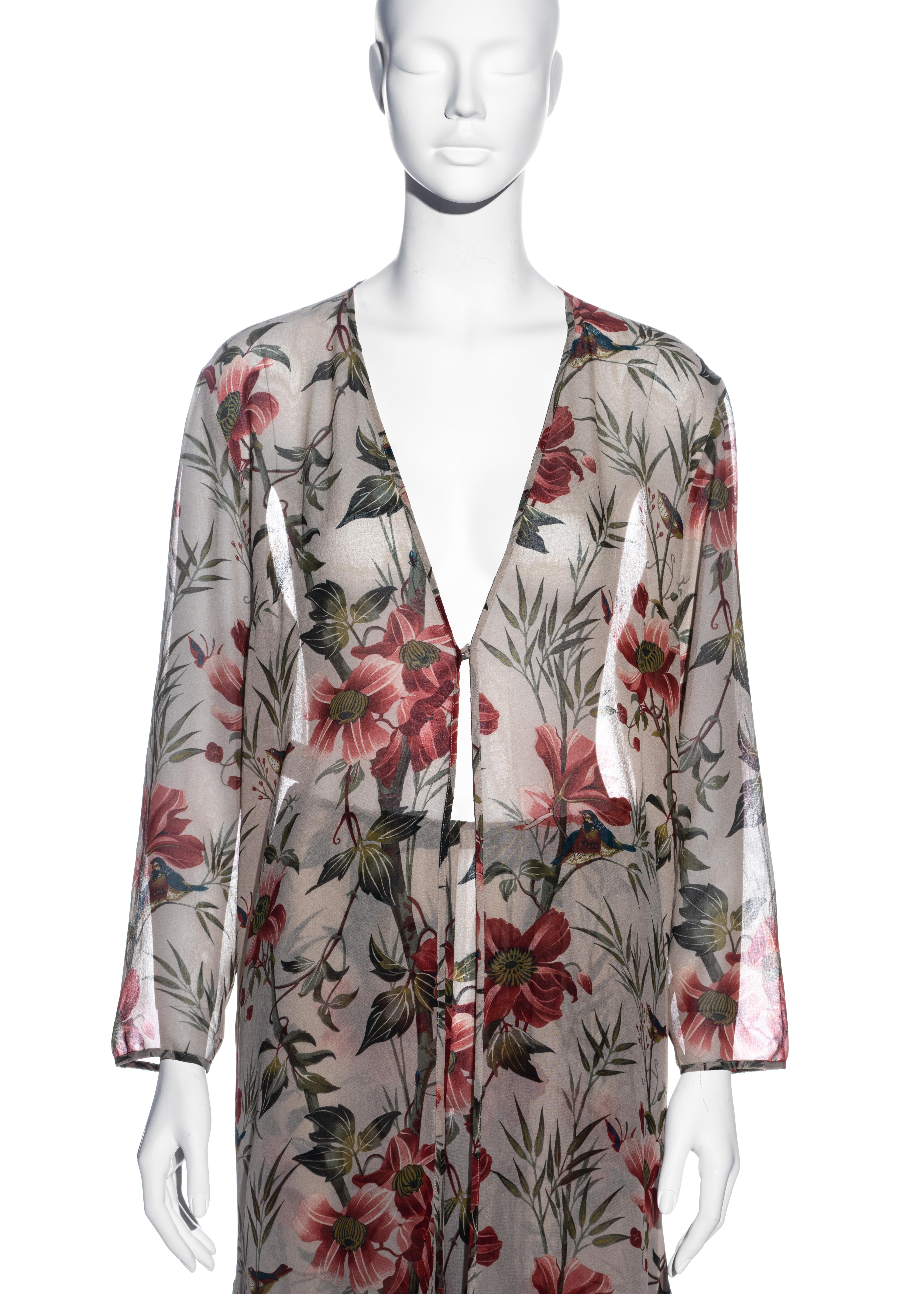 Gray Pancaldi & B multicoloured floral silk chiffon lounge suit, c. 1990s For Sale