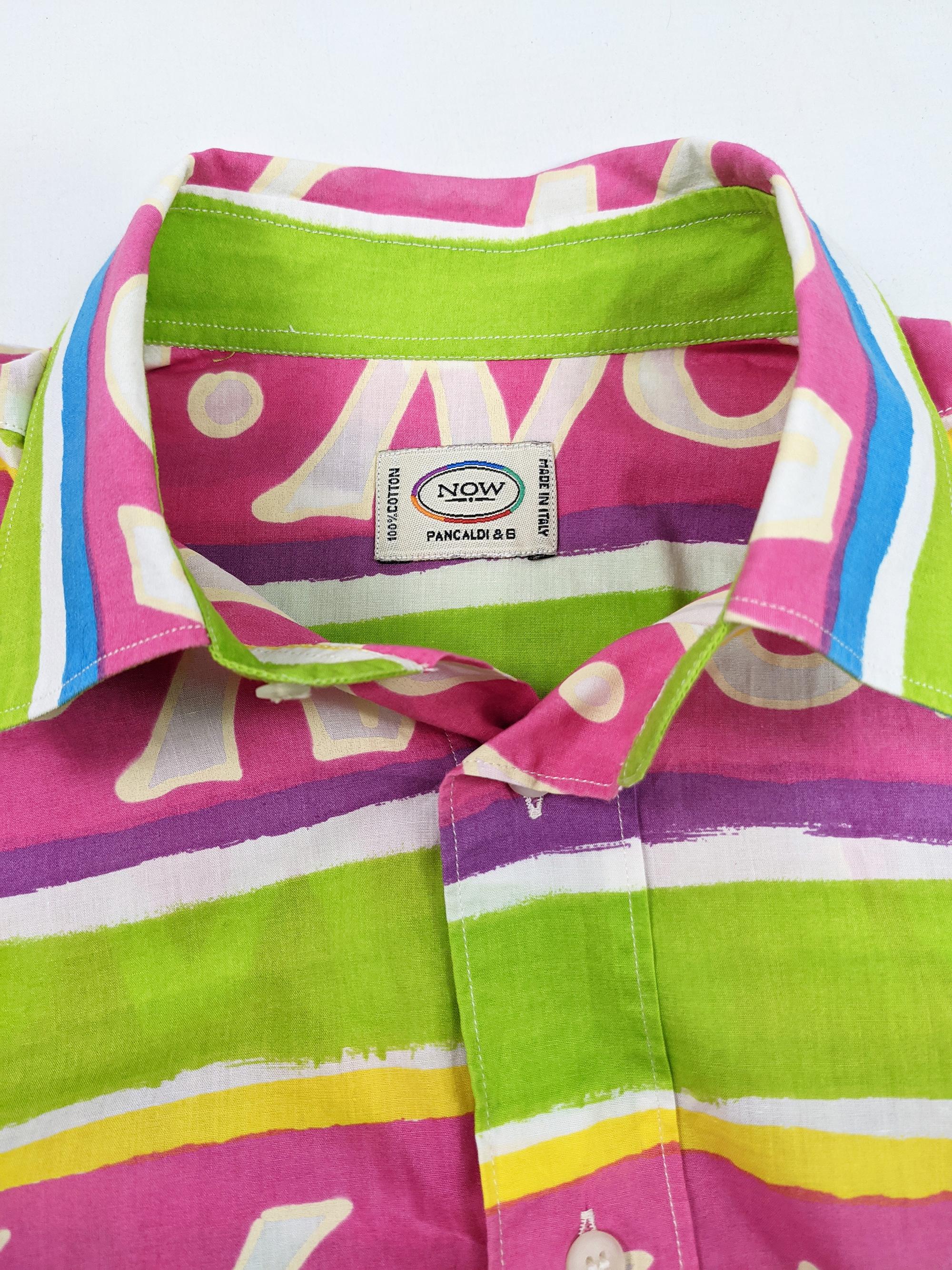Pancaldi & B Vintage Mens Loud Print Shirt, 1980s In Excellent Condition For Sale In Doncaster, South Yorkshire