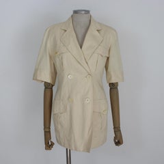 Pancaldi Beige Baumwolle Klassische Jacke Vintage 90s