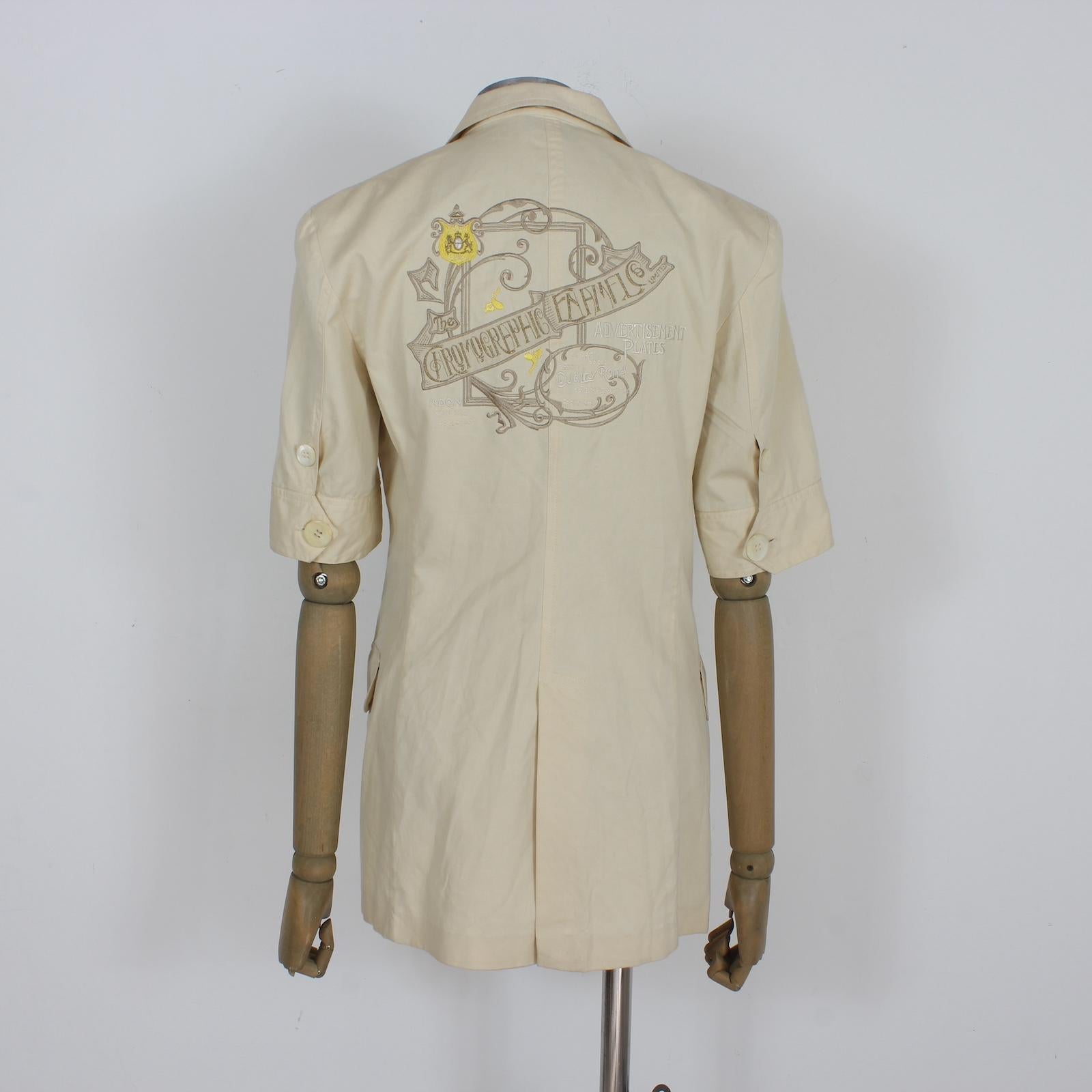 Brown Pancaldi Beige Cotton Classic Jacket Vintage 90s in vendita
