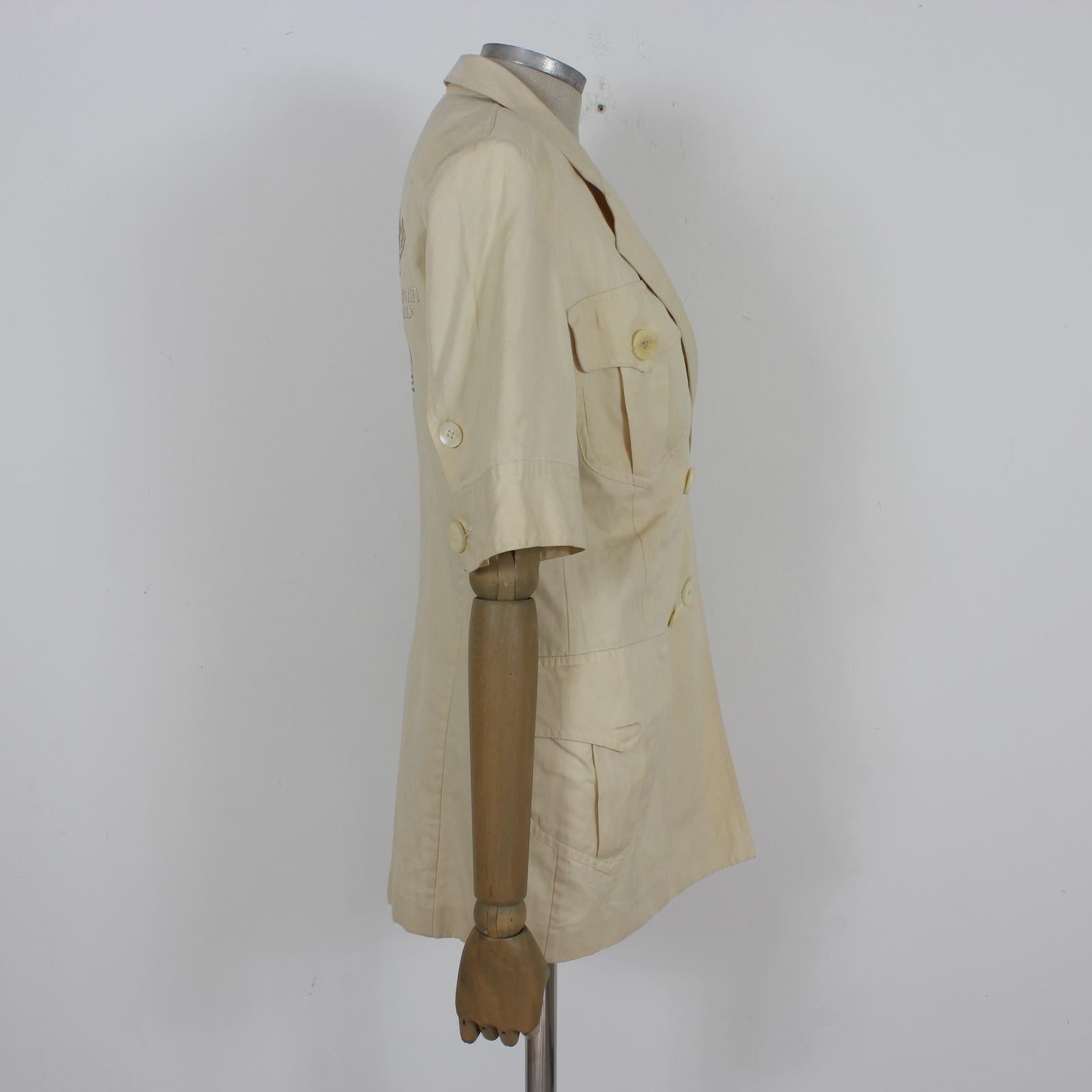 Donna Pancaldi Beige Cotton Classic Jacket Vintage 90s in vendita