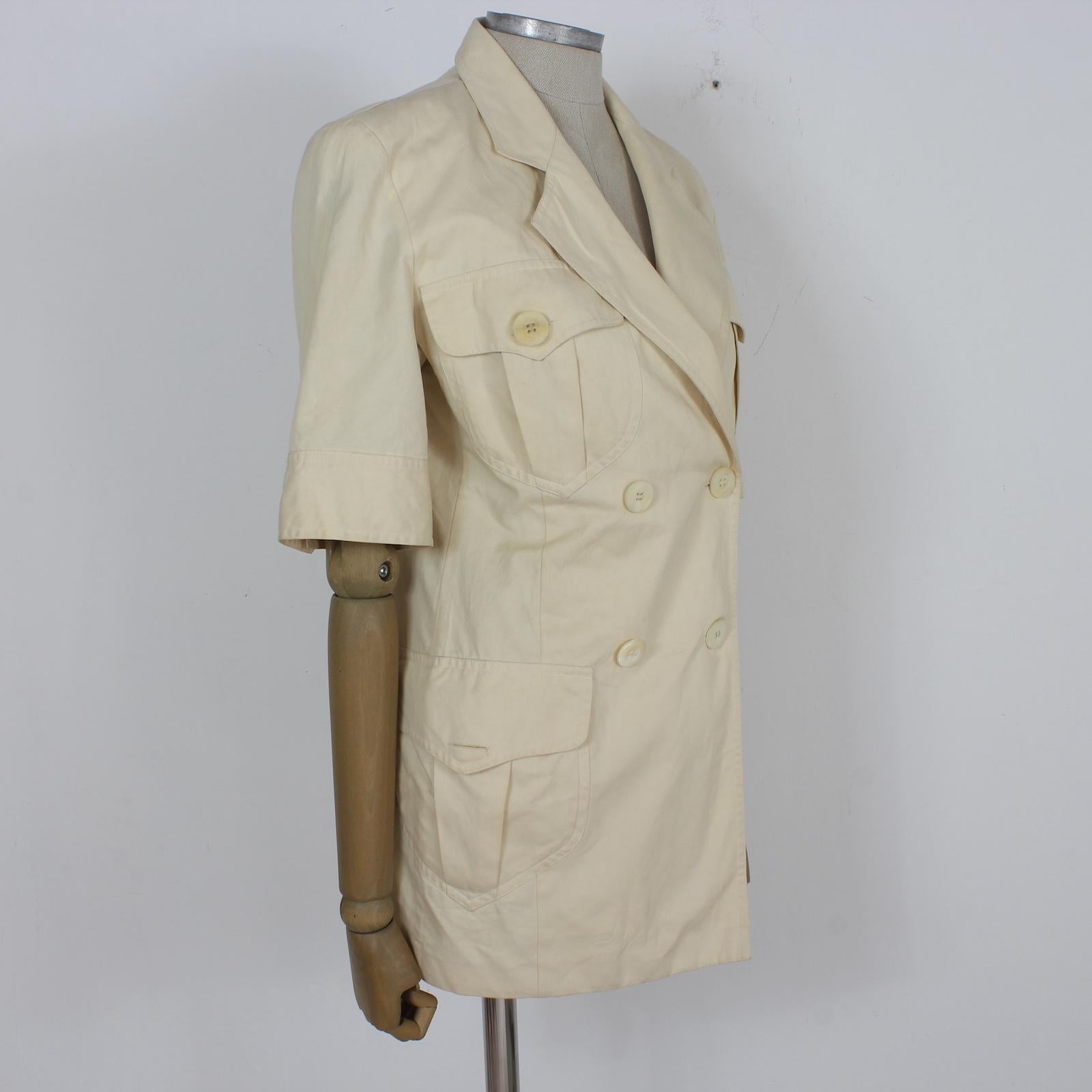 Pancaldi Beige Cotton Classic Jacket Vintage 90s in vendita 1