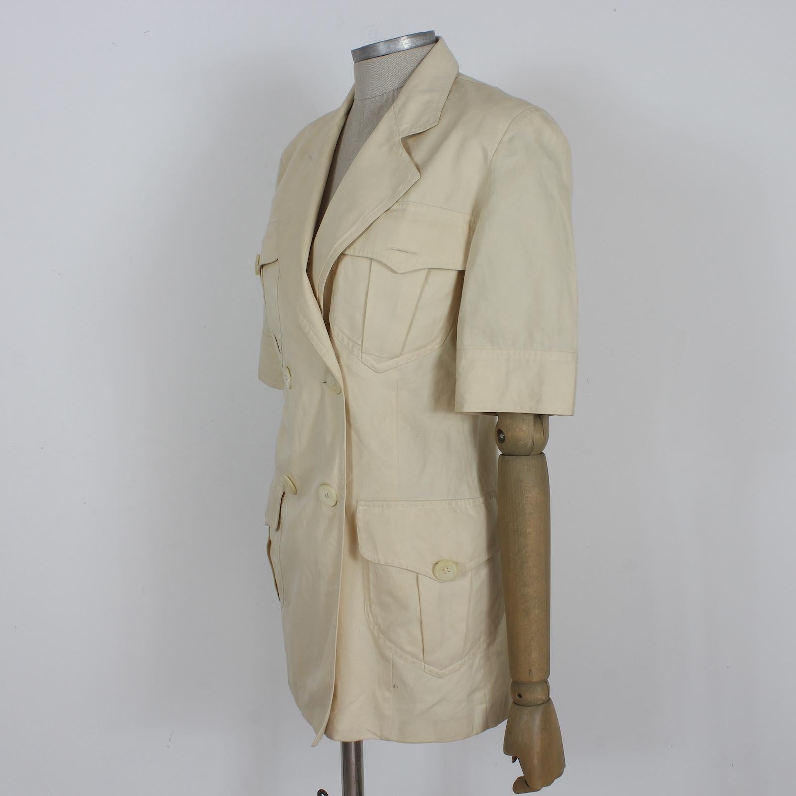 Pancaldi Beige Cotton Classic Jacket Vintage 90s in vendita 2