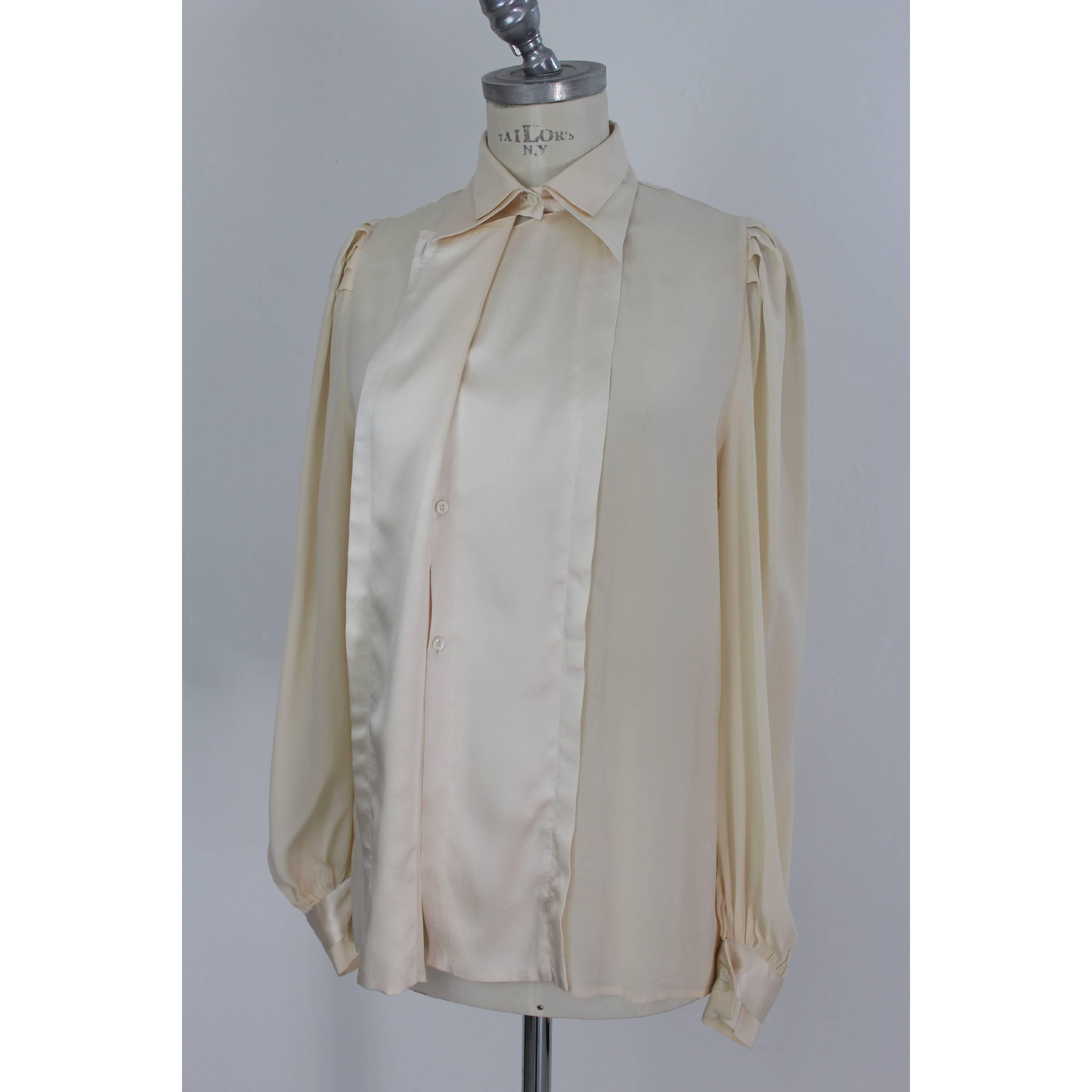 Pancaldi Beige Silk Tuxedo Italian Shirt, 1970s For Sale 3