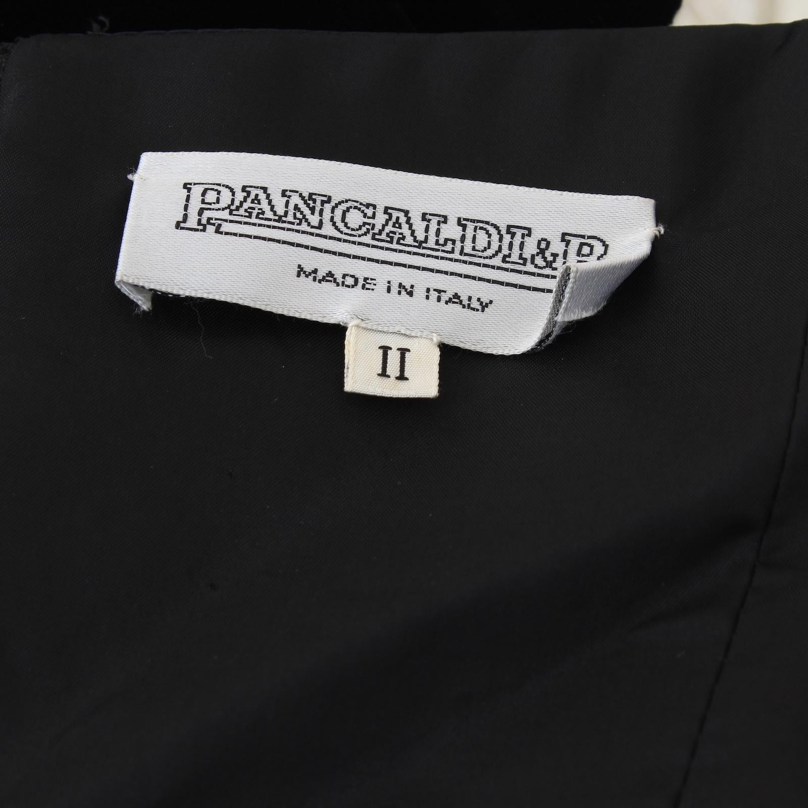 Pancaldi Black White Silk Vlevet Evening Sheath Dress Vintage 80s 3