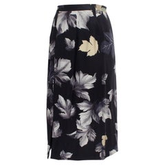 Pancaldi Blue Silk Floral Long Elegant Skirt Vintage 70s