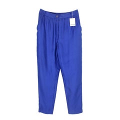 Pancaldi Blue Silk Pinstripe Classic Evening Straight Woman Trousers Vintage 90s