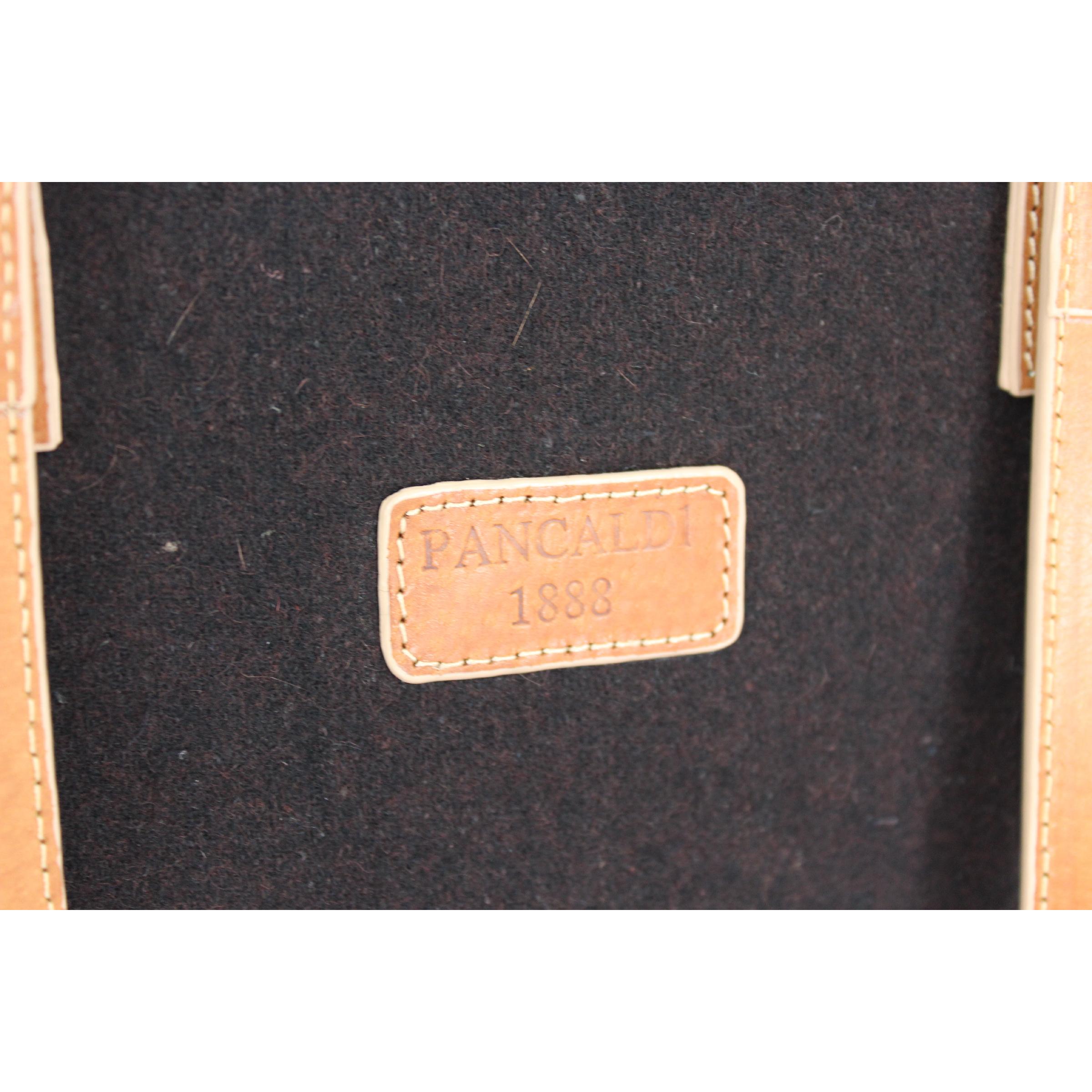 Pancaldi Brown Brown Wool Leather Shoulder Tote Bag Neuf - En vente à Brindisi, Bt
