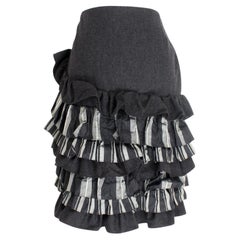 Pancaldi Gray Wool Flounces Skirt Vintage 90s