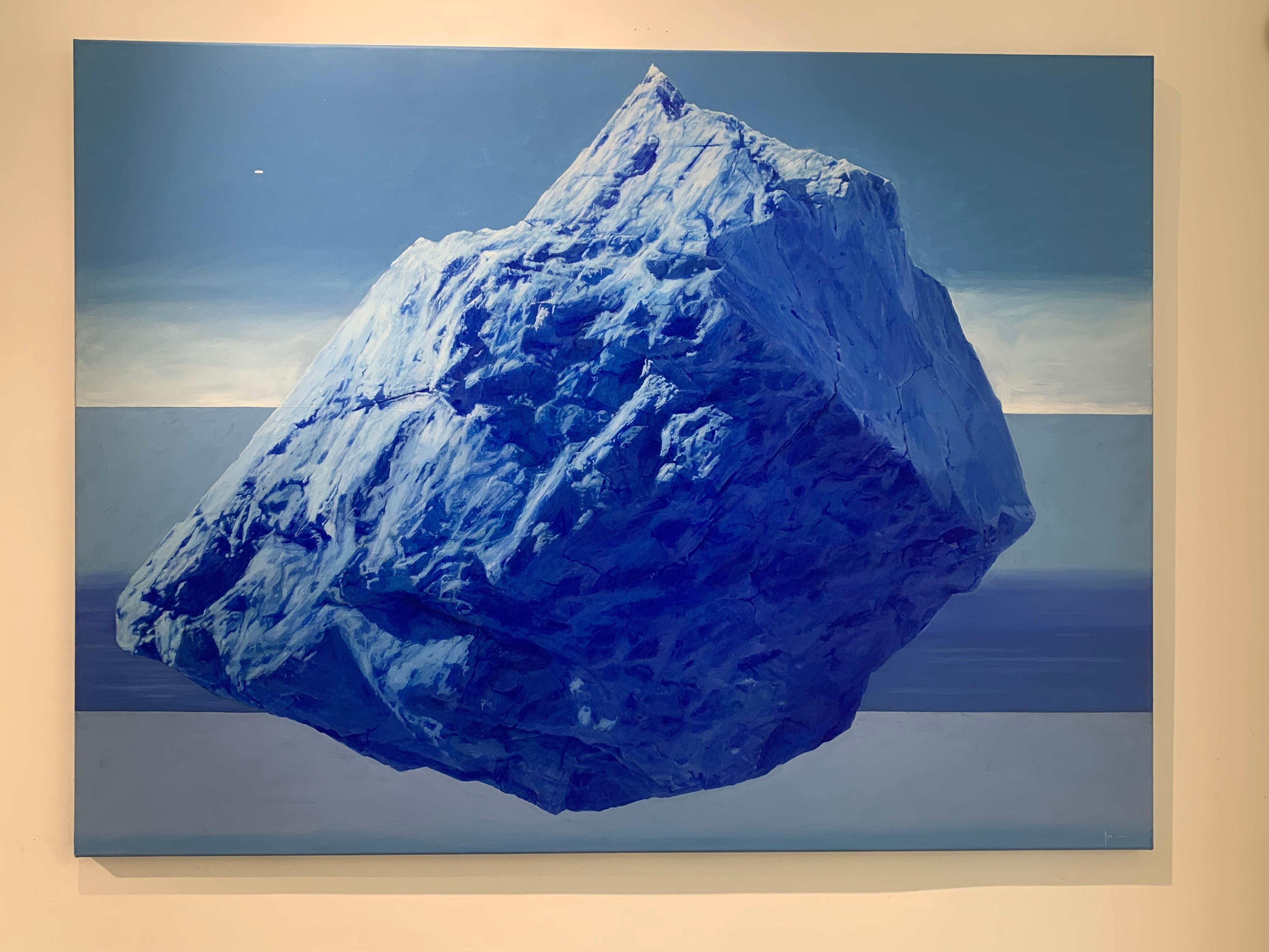 Blaues Herz mit Sünde (Surrealismus), Painting, von Panchat Yodmanee