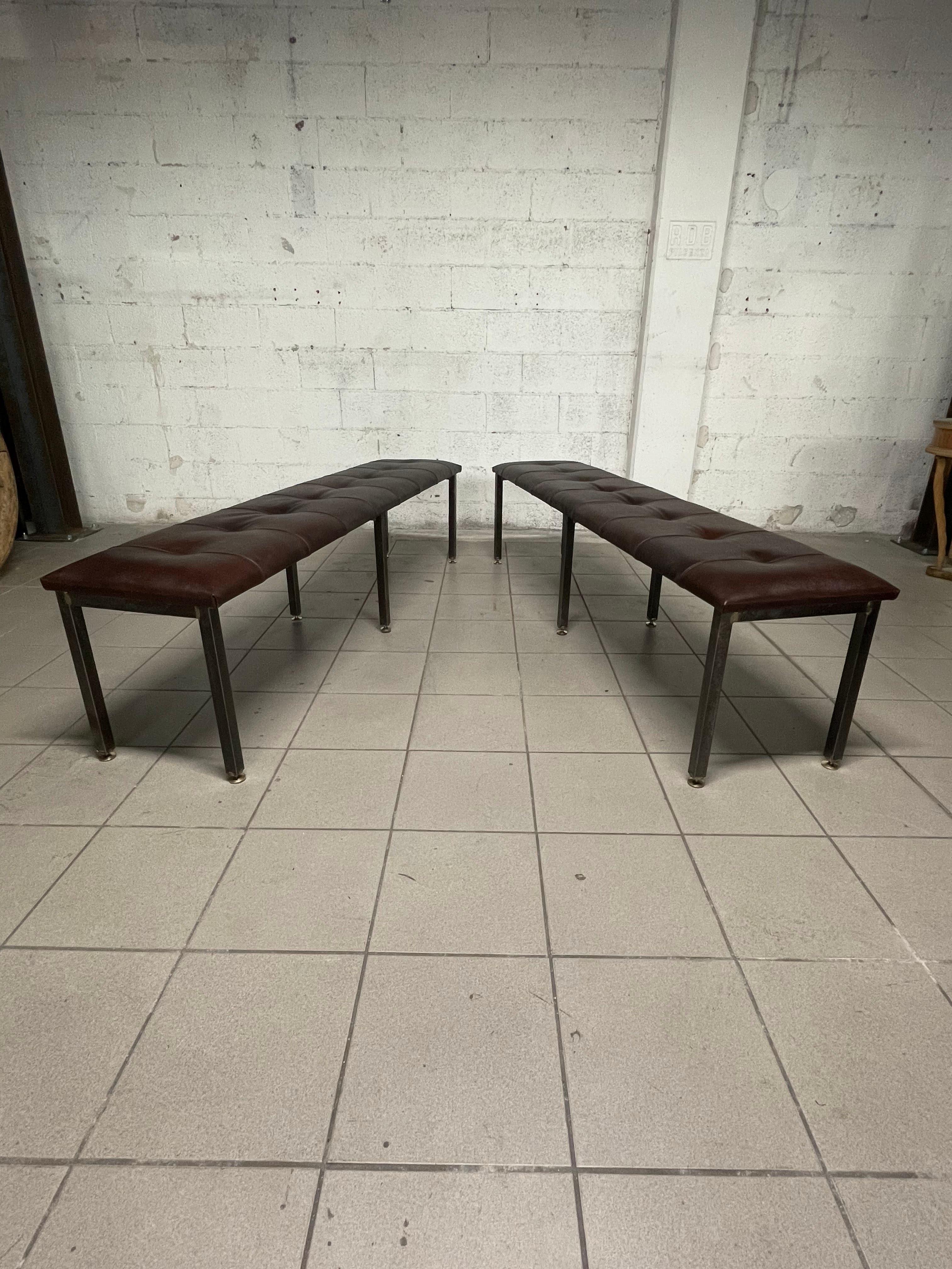 Brass Industrial style benches, 1960s For Sale