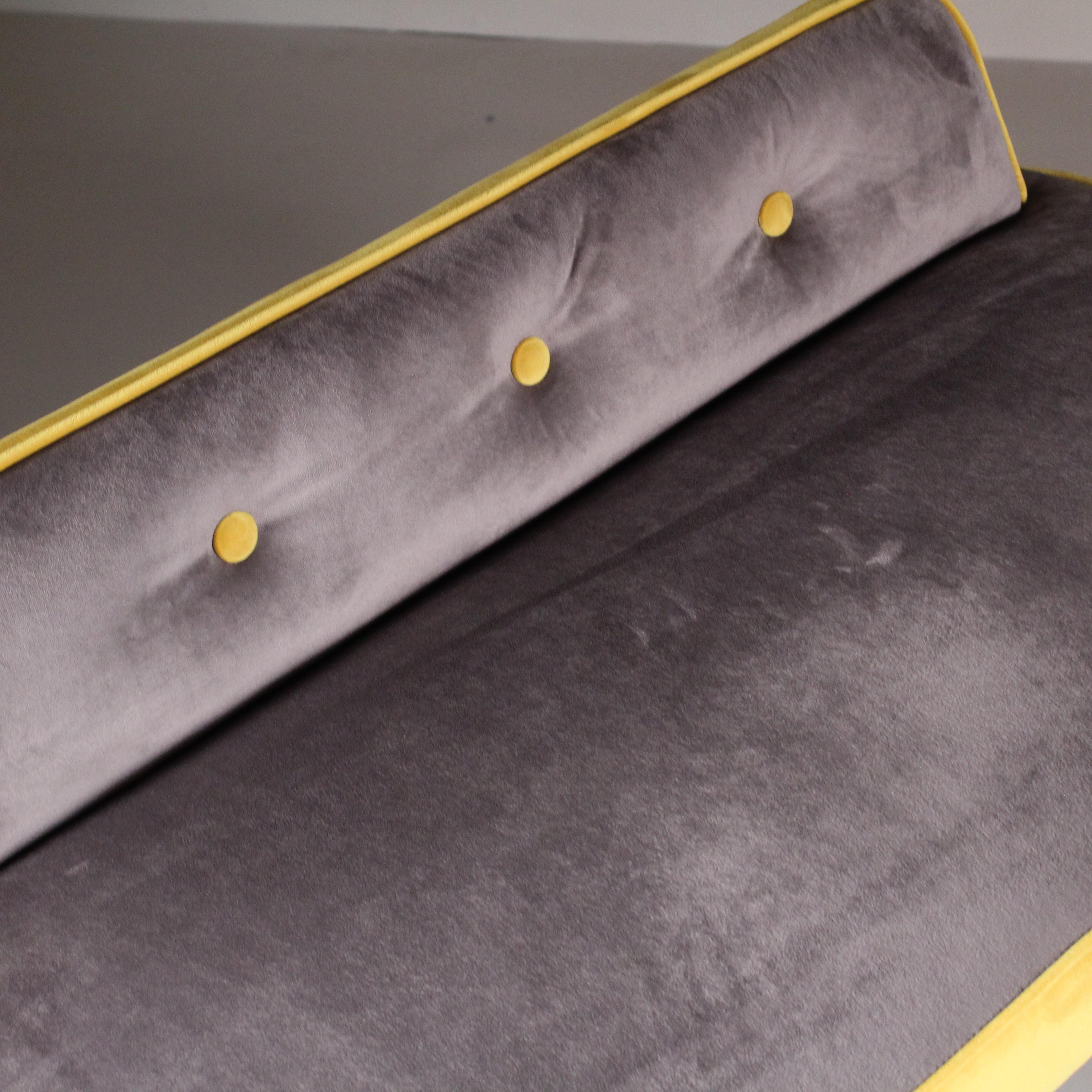 Italian two-color padded bench 1950s For Sale