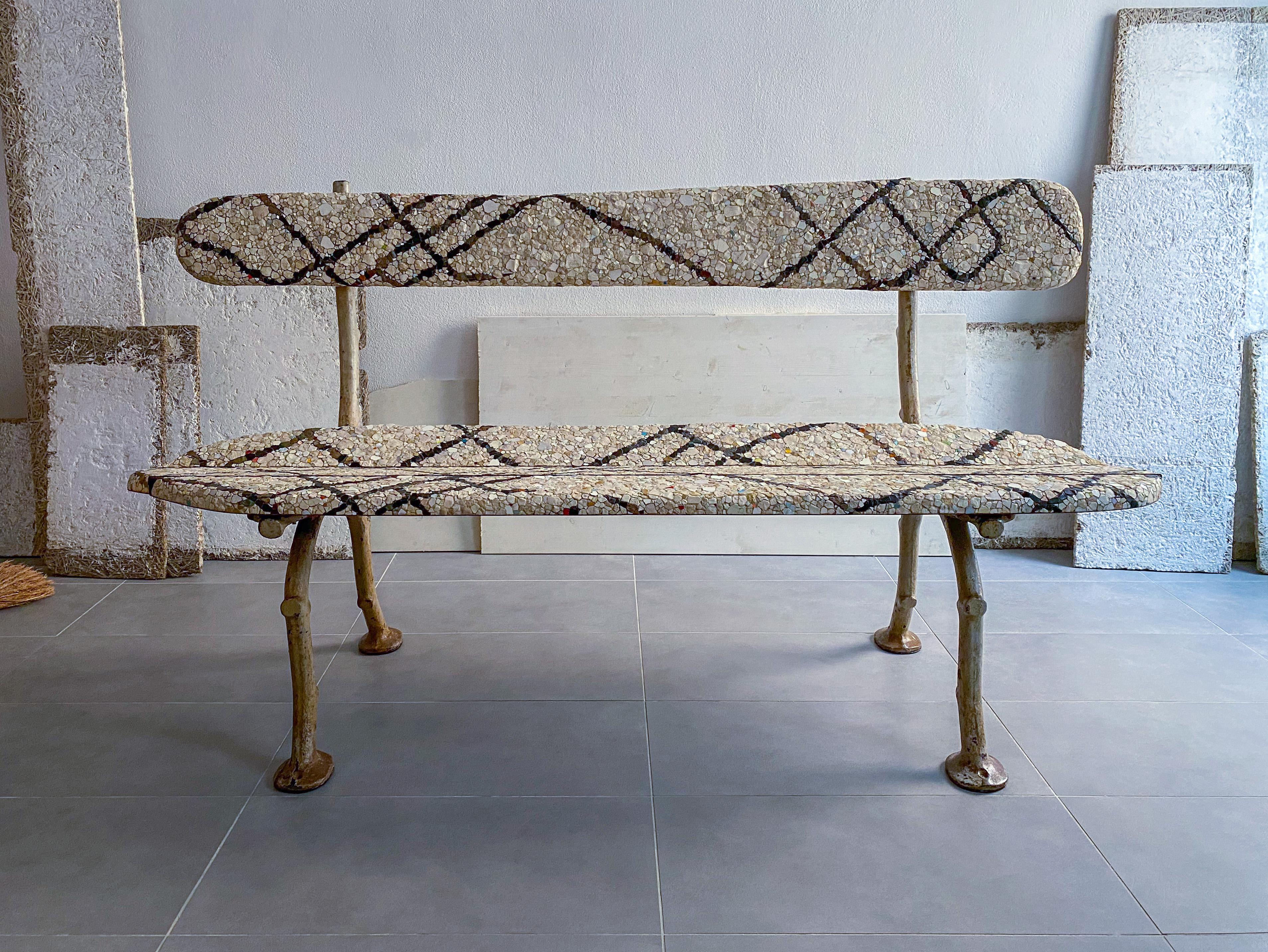 Panchina Con Linee Antique Bench by Yukiko Nagai In New Condition For Sale In Geneve, CH