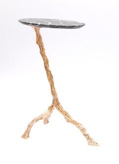 Pancho Drink Table with Nero Marquina Marble Top by Fakasaka Design