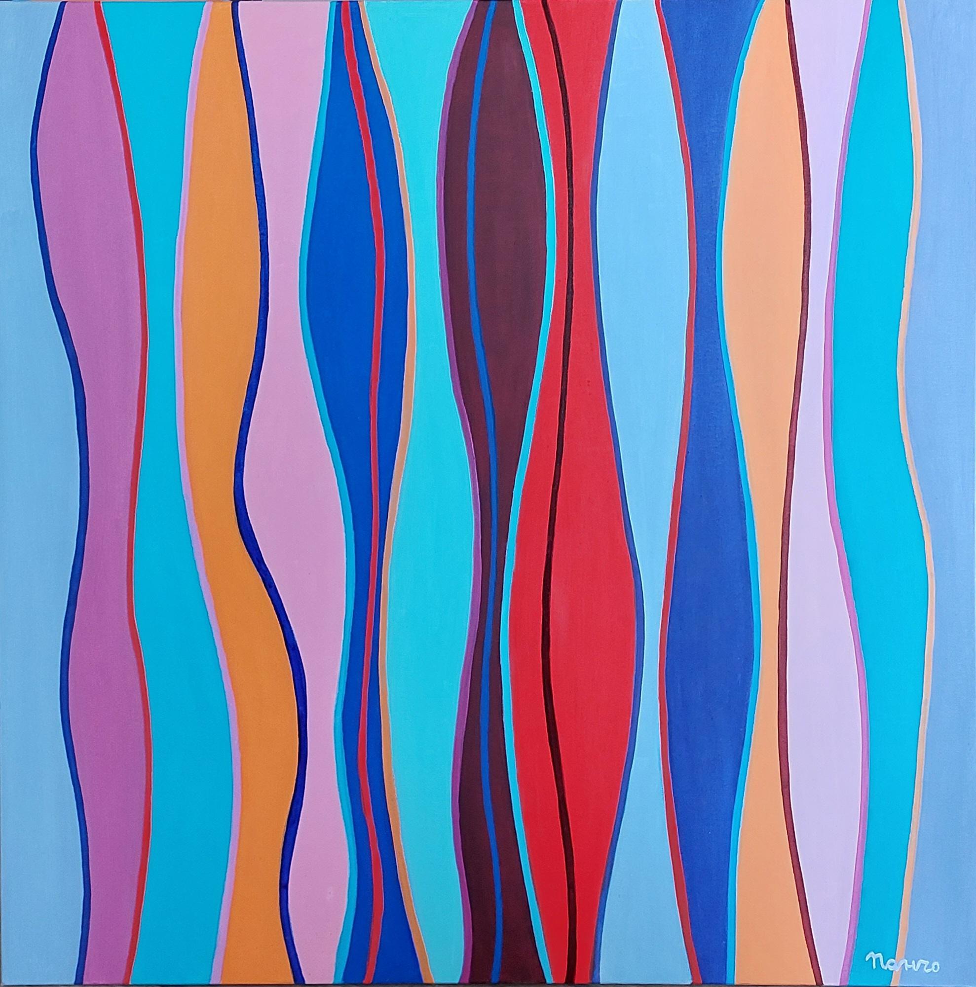  Colour Waves - Pop Art Acrylic Painting Colors Lilac Blue Orange Red
