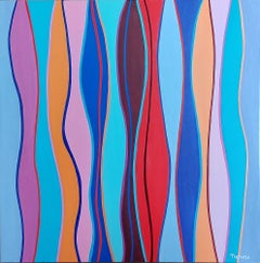  Colour Waves - Pop Art Acrylic Painting Colors Lilac Blue Orange Red