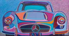  Daddy's Mercedes - Pop Art Acrylic Painting Colors Lilac Blue Orange Red