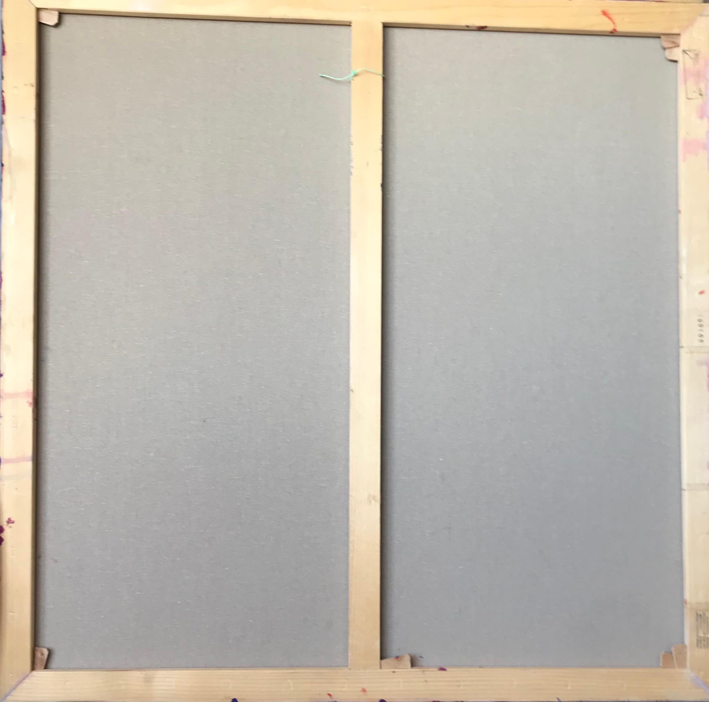 Diptych in Colors - Pop Art Acrylic Painting Colors Lilac Blue Orange Red For Sale 2