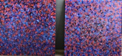 Used Diptych in Colors - Pop Art Acrylic Painting Colors Lilac Blue Orange Red