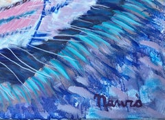 Tigre - Peinture acrylique Pop Art - Animaux Couleurs Bleu Lilas Orange Rouge Jaune