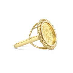 Panda 1/20OZ Fine Gold Panda Rope Coin Ring 14k Yellow Gold