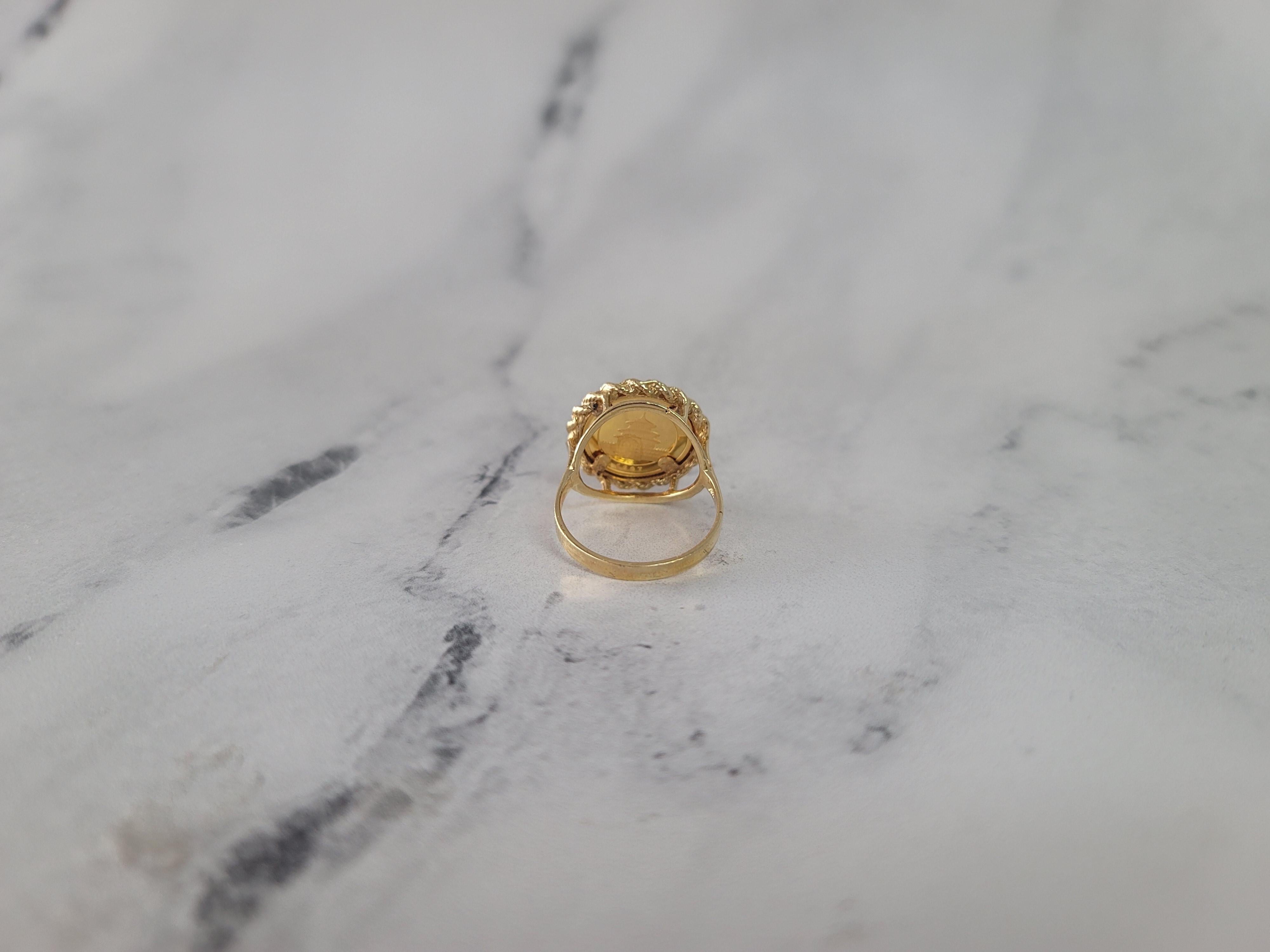 da uomo o donna Panda 1/20OZ Fine Gold Panda Rope Coin Ring Oro giallo 14k in vendita