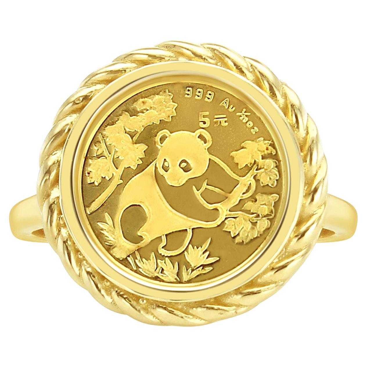 Panda 1/20OZ Fine Gold Panda Rope Coin Ring 14k Yellow Gold