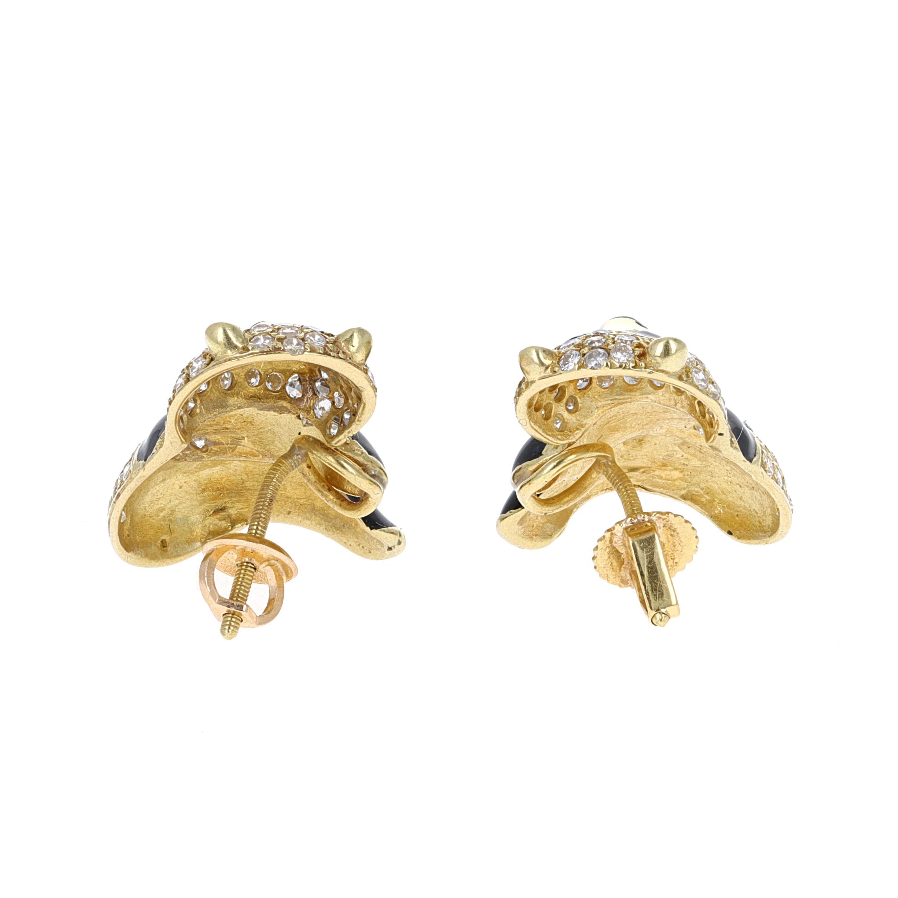 panda earrings gold