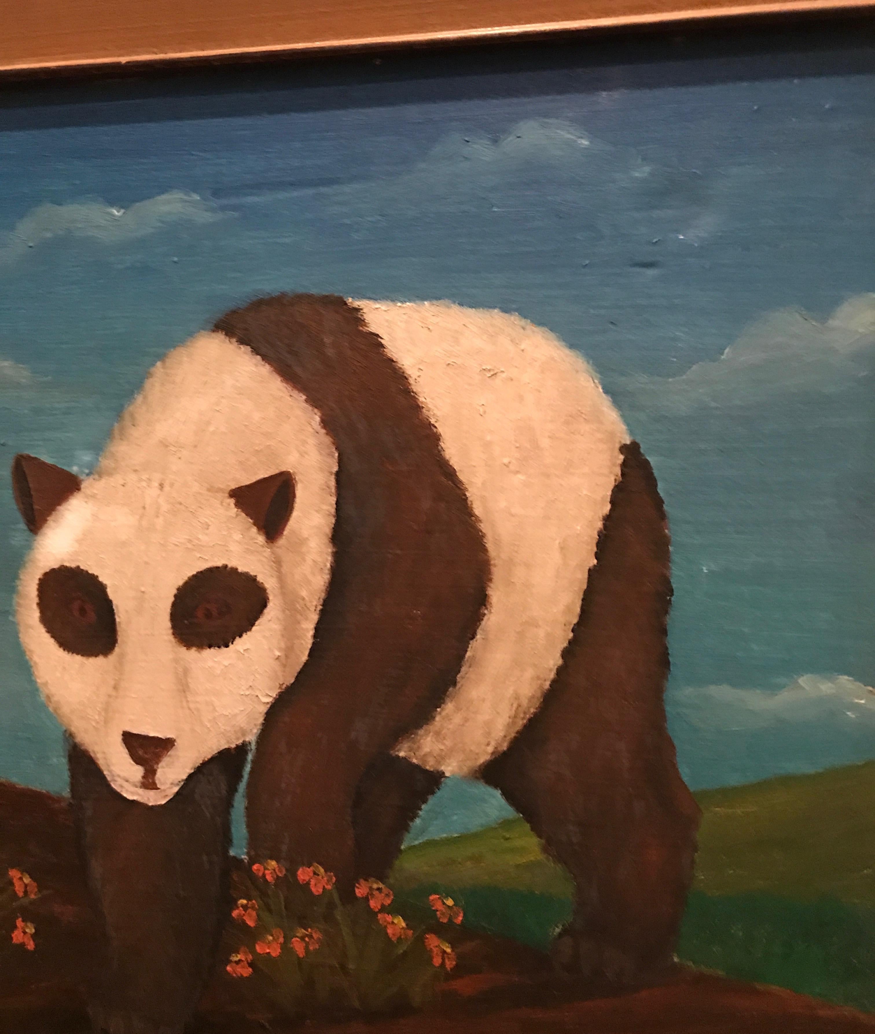 20th Century Panda Bear Oil Painting by Lawrence Lebduska For Sale