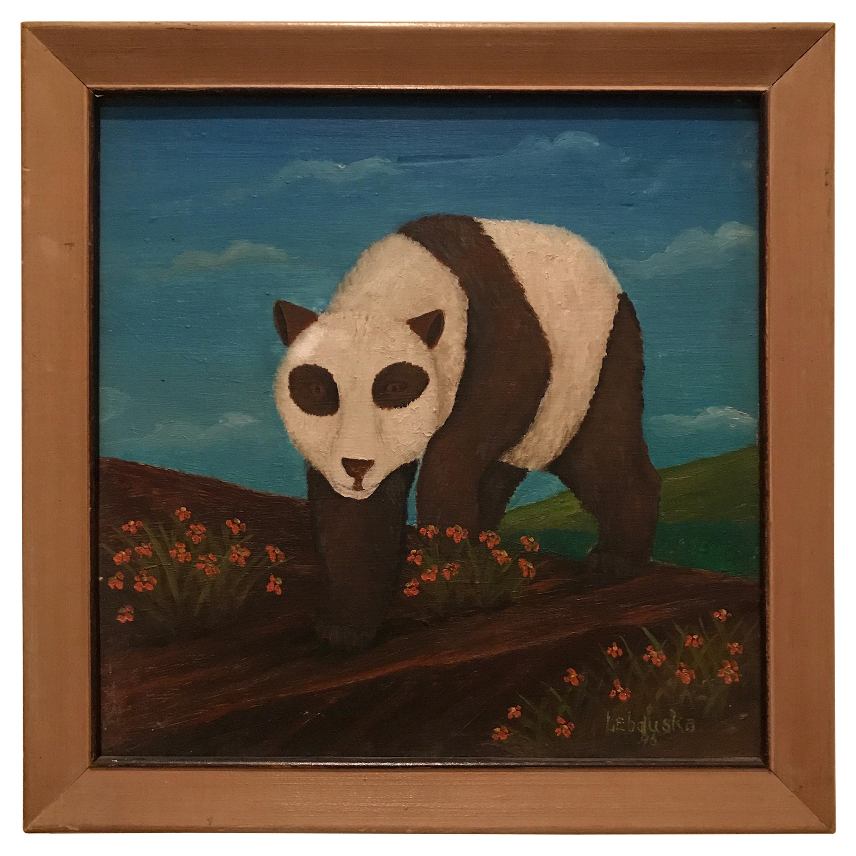 Peinture à l'huile de l'ours Panda par Lawrence Lebduska