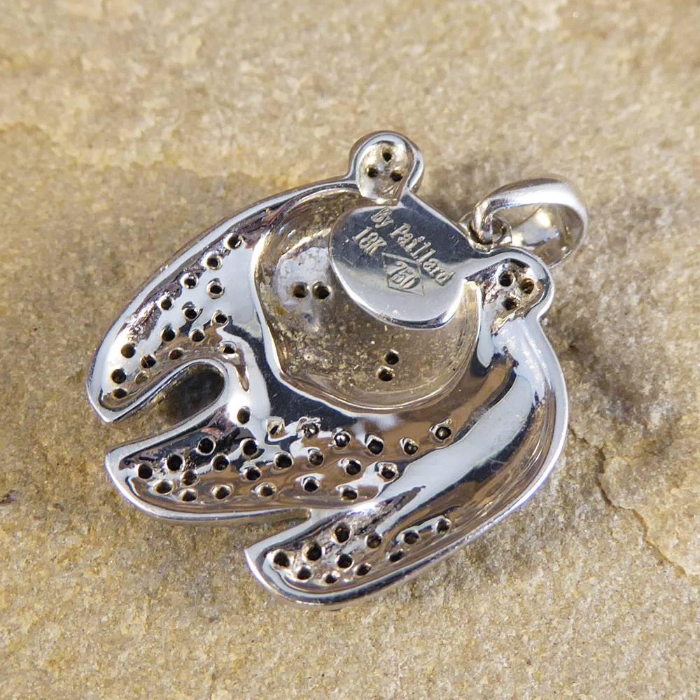 Modern Panda Black Diamond Pendant Set in 18 Carat White Gold
