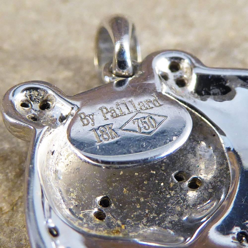 Panda Black Diamond Pendant Set in 18 Carat White Gold In Good Condition In Yorkshire, West Yorkshire