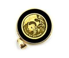 Panda Coin and Black Onyx Pendant