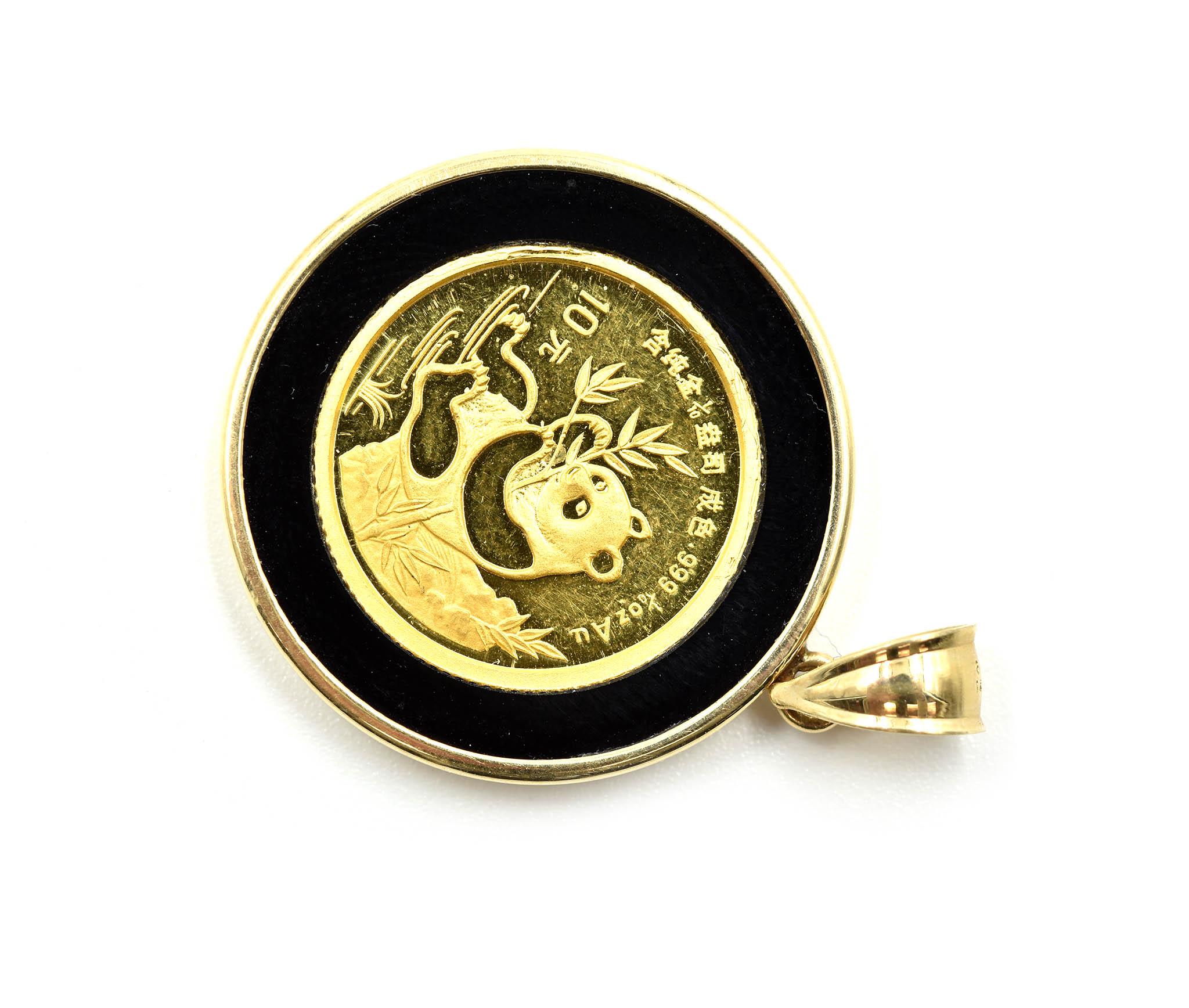 chinese gold panda coin necklace