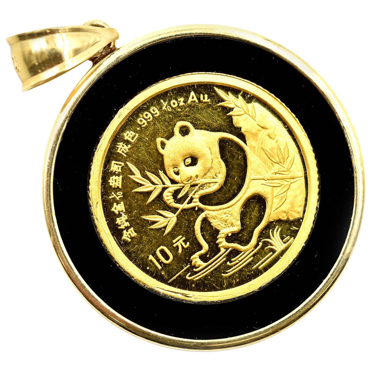 2017 Chinese 10 Yuan Panda 1 Gram .999 Fine Gold Coin Necklace 14K Solid  Yellow Gold Bezel & 14K Solid Yellow Gold Chain - Etsy