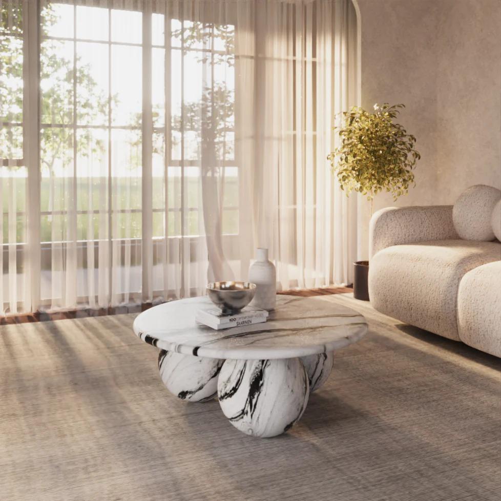 Indian Panda Marble Globe Coffee Table