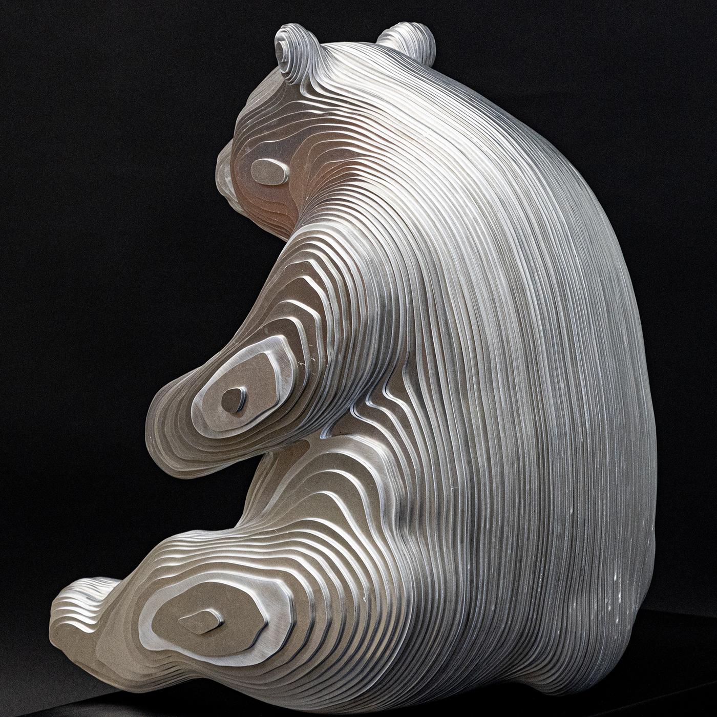Aluminum Panda Polished Sculpture For Sale