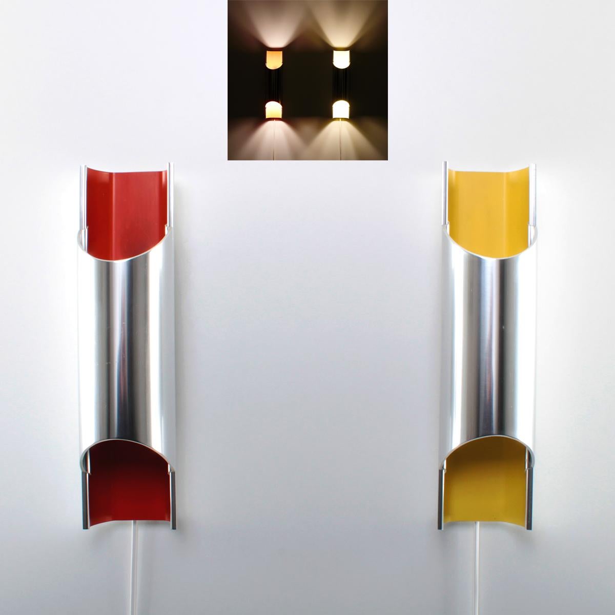 Pandean Aluminum and Yellow Sconce by Bent Karlby for Lyfa in 1970 In Good Condition In Brondby, Copenhagen