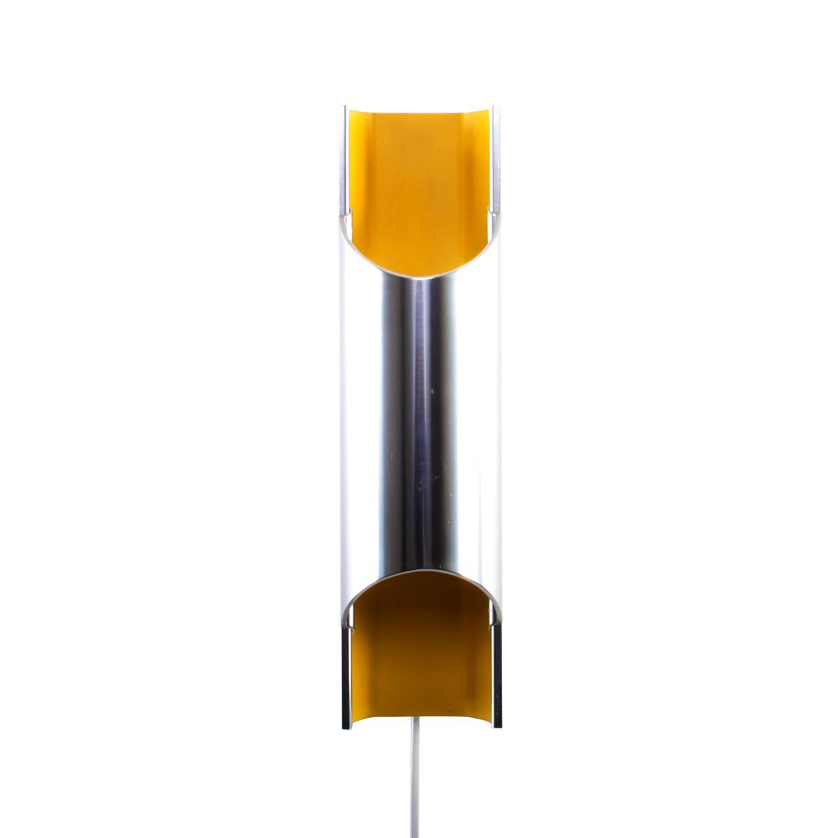 Pandean Aluminum and Yellow Sconce by Bent Karlby for Lyfa in 1970