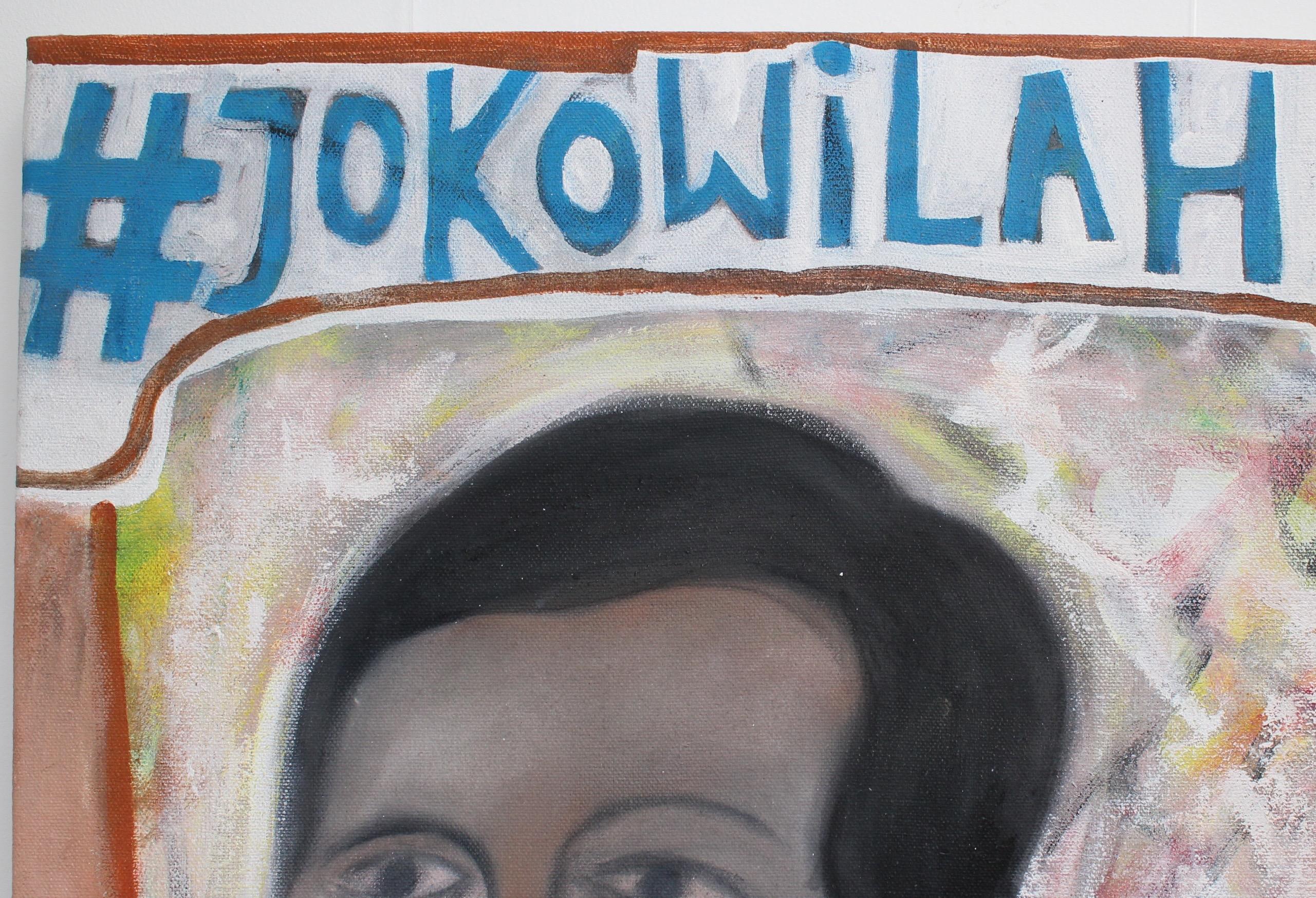 Portrait of Indonesian President Joko Widodo - Gray Portrait Painting by Pandi