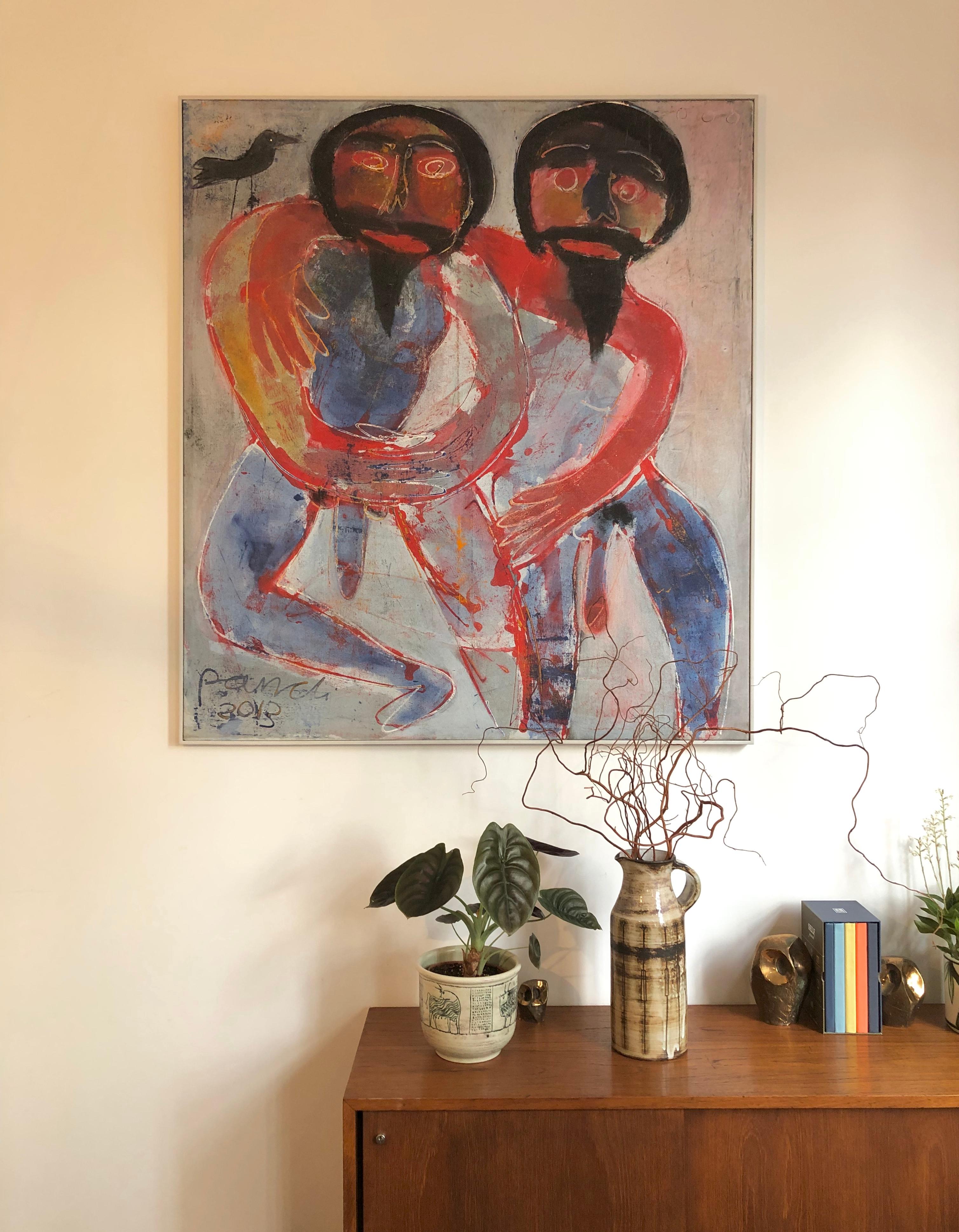 Two Bearded Men - Painting by Pandi