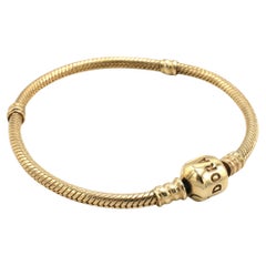Used Pandora 14 Karat Gold Moments Snake Chain Bracelet 